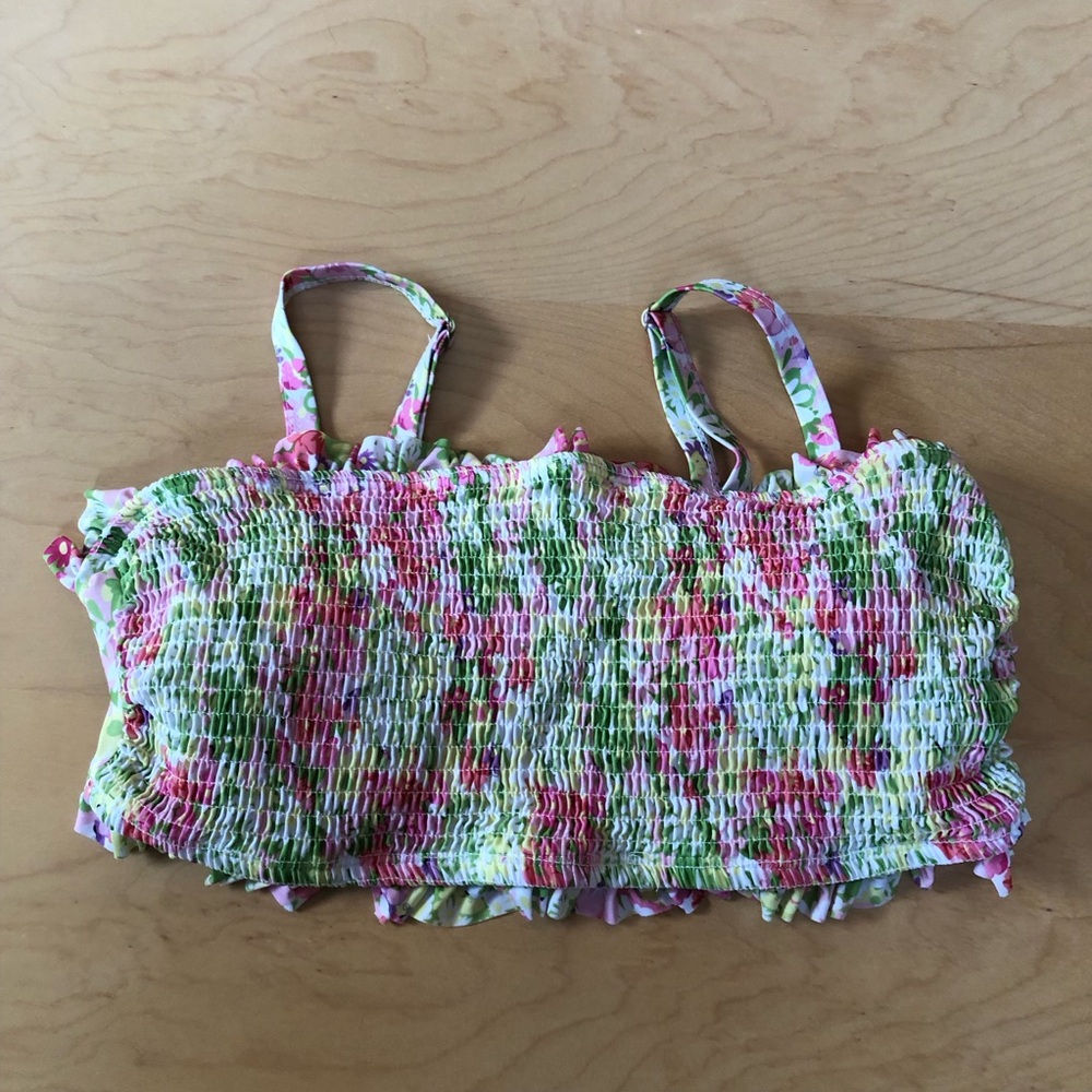 Floral Smocked Bikini Top 2XL/XXL Summer bandeau bright plus size